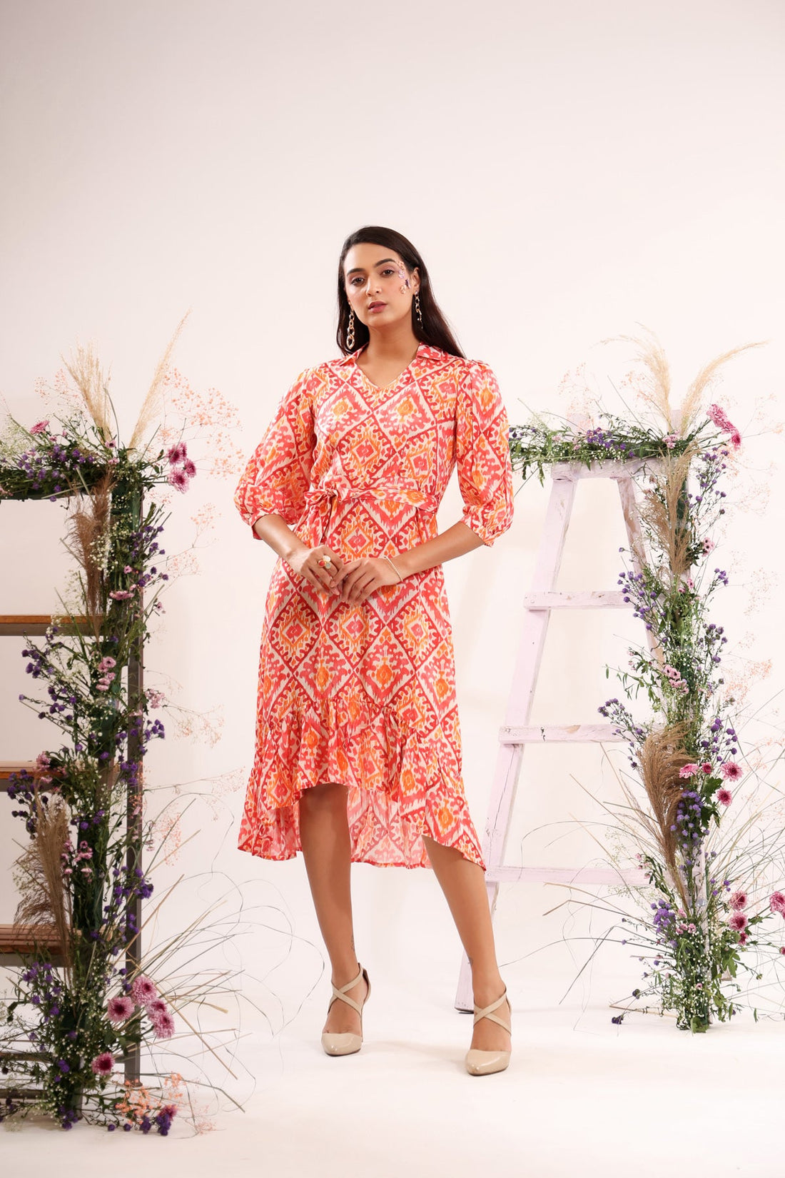 Ikat Pop Muslin Silk Midi Dress